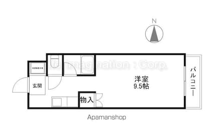 カルテットＫＯＢＯＲＩ　Ｂ棟[1K/25.9m2]の間取図
