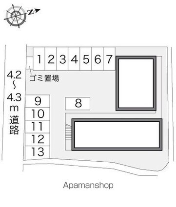 レオパレス富士見[1K/20.37m2]の配置図