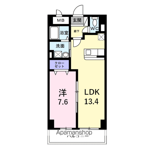 グランド　ライン 503 ｜ 福岡県福岡市博多区井相田１丁目2-20（賃貸マンション1LDK・5階・47.73㎡） その2