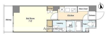 四谷坂町レジデンス[1K/25.48m2]の間取図