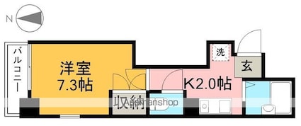 リヴィエラ上町Ⅲ[1K/20m2]の間取図