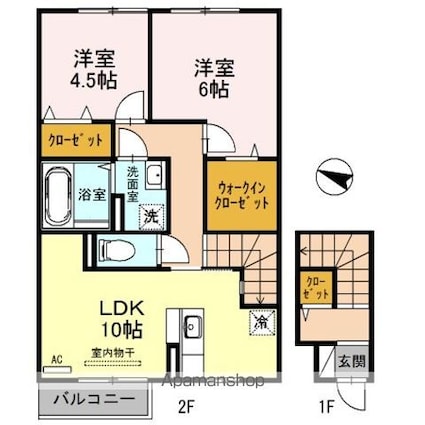 和歌山県和歌山市松島[2LDK/60.43m2]の間取図