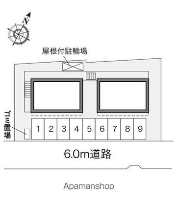 レオパレスひよりが丘[1K/20.28m2]の配置図