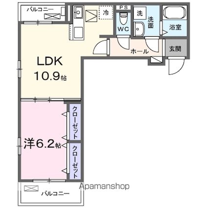 プリムローズ　野村[1LDK/41.97m2]の間取図