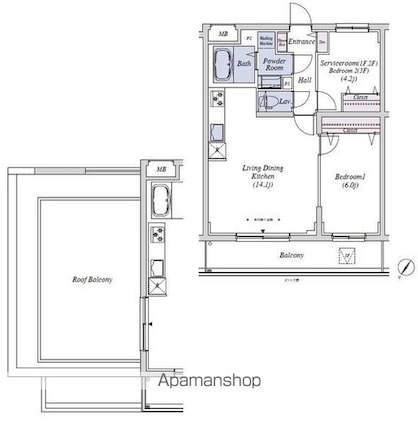 Ｄｅａｒ　ＷＡＮ　Ｃｏｕｒｔ練馬平和台[2LDK/54.3m2]の間取図
