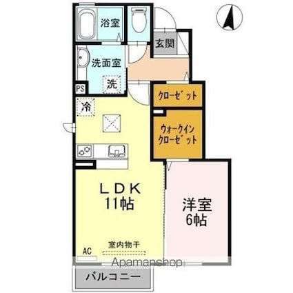 アヴァンス金光[1LDK/42.82m2]の間取図