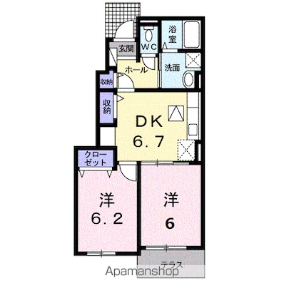 アルコ　バレーノ[2DK/45.82m2]の間取図