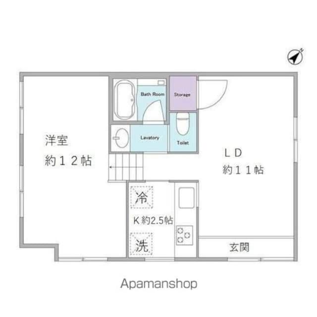 東京都世田谷区上馬１丁目[2K/48.47m2]の間取図