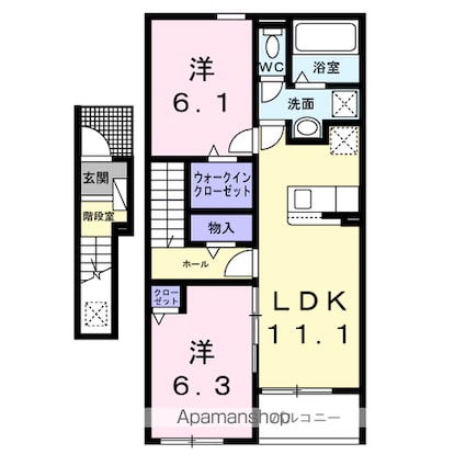 ベリッシマ　Ⅰ[2LDK/58.6m2]の間取図