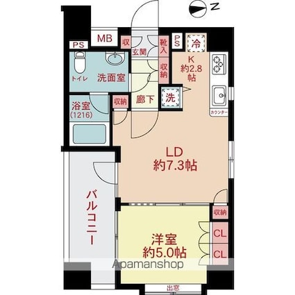 パレステュディオ新宿御苑[1LDK/37.71m2]の間取図