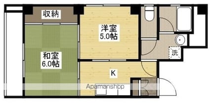 広島県広島市南区京橋町[2K/36m2]の間取図