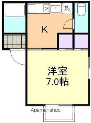 黒住コーポ[1K/26m2]の間取図