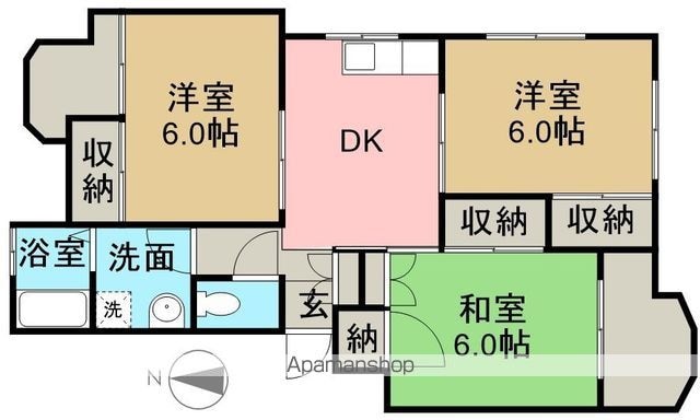 神野マンション[3DK/58.15m2]の間取図
