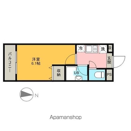 ＧＲＯＷＳ桜台ＳｔａｔｉｏｎＡｒｅａ[1K/20.25m2]の間取図