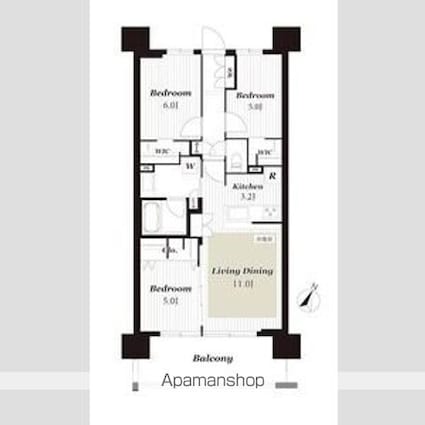 デュオヒルズ長野権堂[3LDK/70.15m2]の間取図