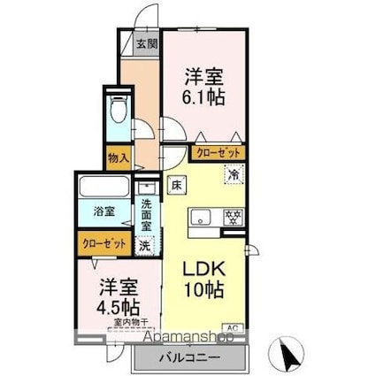 エール[2LDK/50.27m2]の間取図