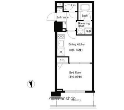 パークキューブ上野[1K/30.8m2]の間取図
