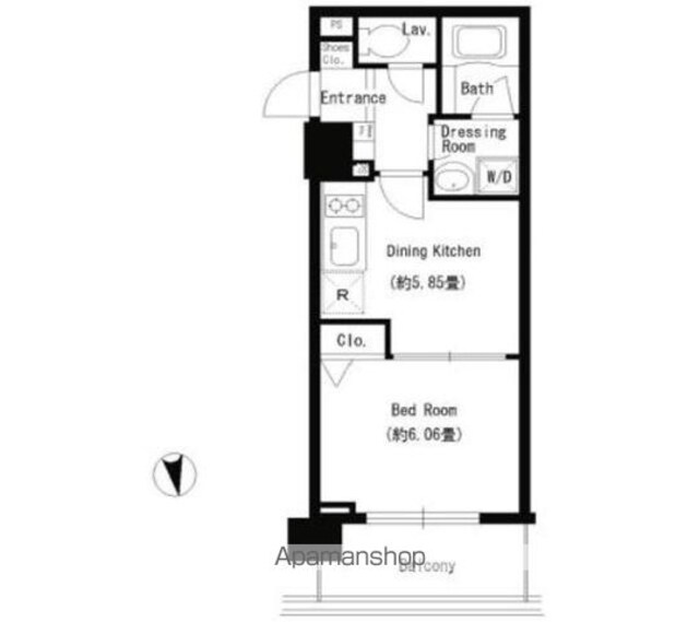 パークキューブ上野[1DK/30.8m2]の間取図