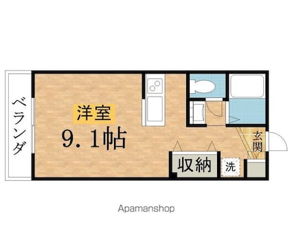 マ・メゾン風雅[1R/28.64m2]の間取図