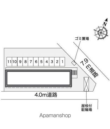 レオパレス竹山弐番館[1K/19.87m2]の配置図