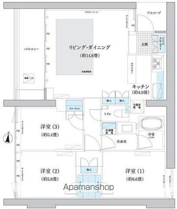 ガーデニエール砧　ＷＥＳＴ[3LDK/79.3m2]の間取図