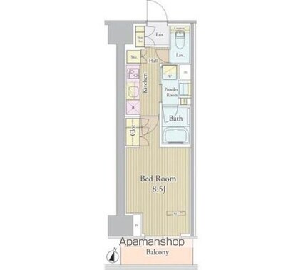 ヴェルデュール高田馬場[1K/29.14m2]の間取図