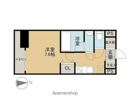 ＨＦ一番町レジデンス[1K/24.96m2]の間取図