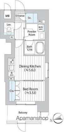 リブ　ガーデン　吾妻橋[1DK/28.24m2]の間取図