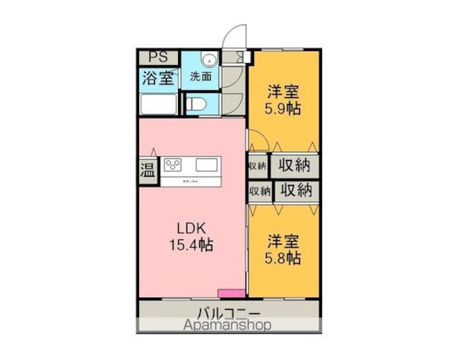 ブレインマンション十和田[2LDK/59.4m2]の間取図