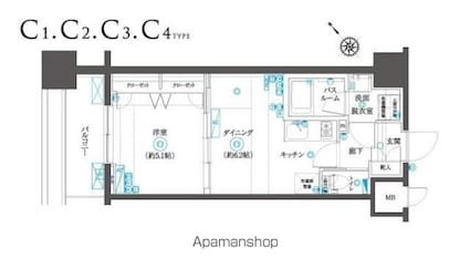 フェニックスヨコハマスクエア[1DK/31.2m2]の間取図