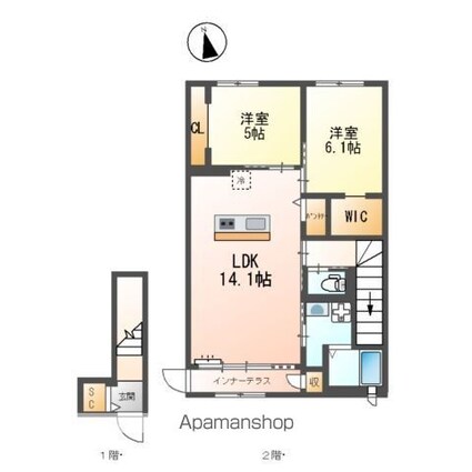 クラポティ新涯[2LDK/66.51m2]の間取図