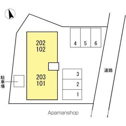 河野ハイツ[2K/42.11m2]の配置図