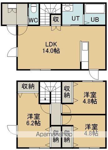 函館市電本線湯川線 湯の川駅 徒歩19分 2階建 築9年の間取り写真