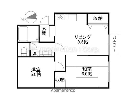 フォーブルＭ[2LDK/48.58m2]の間取図