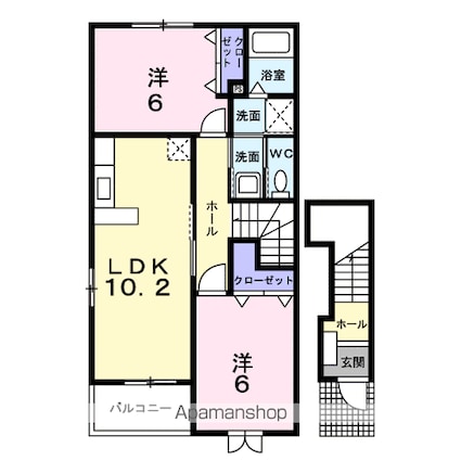 フィオーレ[2LDK/57.02m2]の間取図