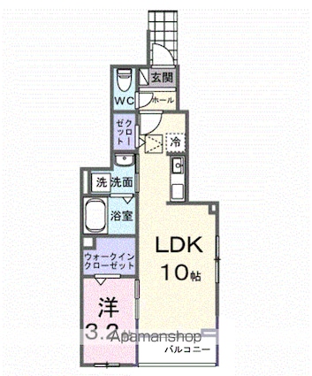 ヒカルサ土浦神立イーストⅠ[1LDK/35.02m2]の間取図