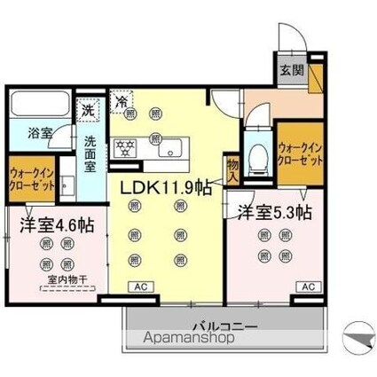 スリーレイヤー柏の葉（Ｔｈｒｅｅ　Ｌｙａｅｒ柏の葉）[2LDK/52.86m2]の間取図