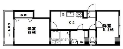 プランドビル八幡[2K/38.34m2]の間取図