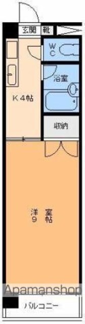 カドタパレス[1K/26.68m2]の間取図