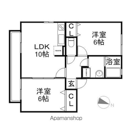 アドバンス２１　Ａ[2LDK/50.47m2]の間取図
