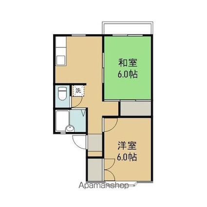 グリーンヒルハイツ[2K/39.74m2]の間取図