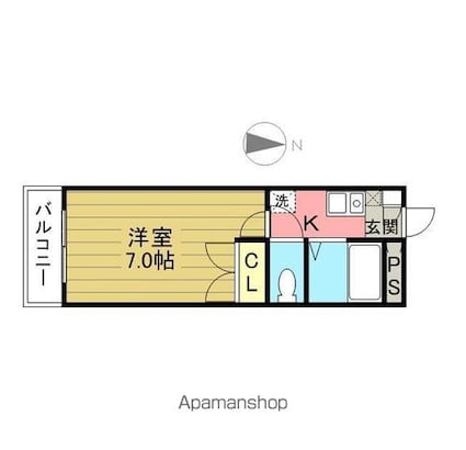 サンライズＦ＆Ｍ[1K/22.8m2]の間取図