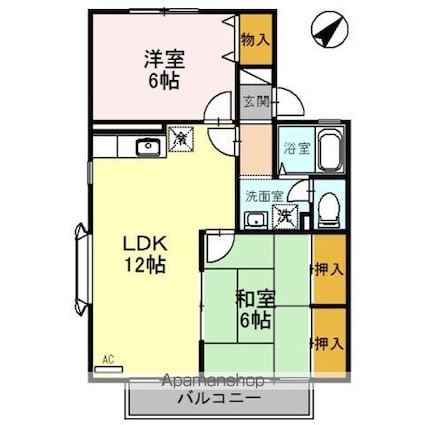 ロイヤルシャトー　Ｆ棟[2LDK/53.93m2]の間取図