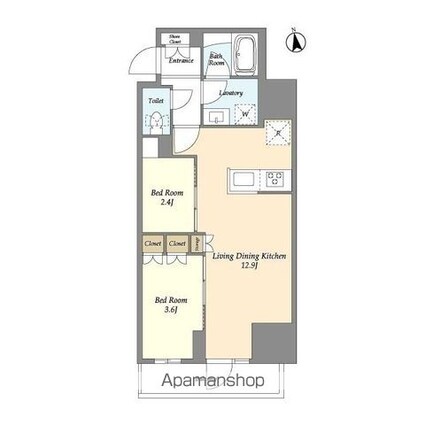 グランカーサ船堀Ⅰ[2LDK/44.54m2]の間取図