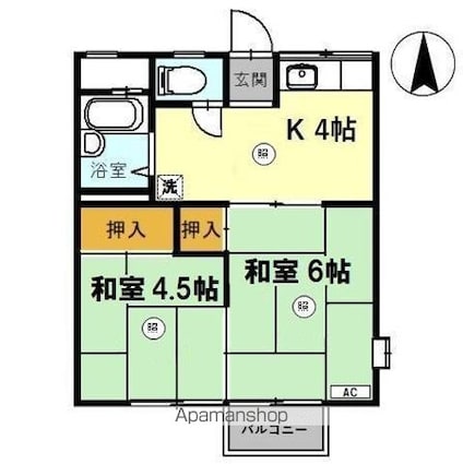 ハイツ水越　Ａ[2K/32.61m2]の間取図