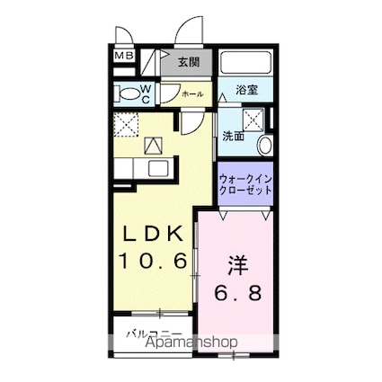ヴェールフォンセ[1LDK/43.21m2]の間取図