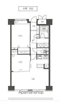 東京都豊島区北大塚２丁目[2LDK/53.36m2]の間取図