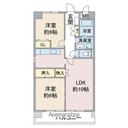スカイアークビル[2LDK/56.15m2]の間取図