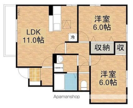 グリーン・リーフ熊倉　Ｄ[2LDK/52.84m2]の間取図