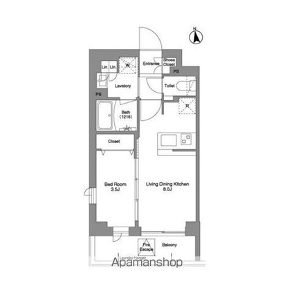 コンフォリア戸越公園[1LDK/30.24m2]の間取図